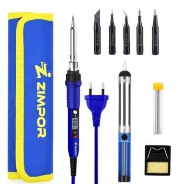 Imagem de Kit Ferro De Solda Ajuste Digital Profissional Capa Maleta 110v - ZIMP
