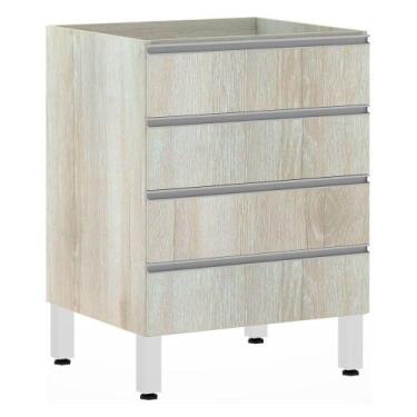 Imagem de Balcão Sem Tampo Gaveteiro 60cm Lis Legno Crema - LUCIANE