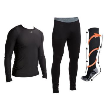 Imagem de Camisa Calça Térmica Meia Compressão Segunda Pele Corrida Futebol Cicl