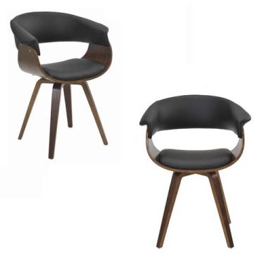 Imagem de Kit 2 Cadeiras Betina Base Giratória Várias Cores - Rivatti, Preto