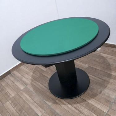 Imagem de Mesa de Carteado Redondo Preto Tecido Verde - Carlin Bilhares, Estrutu