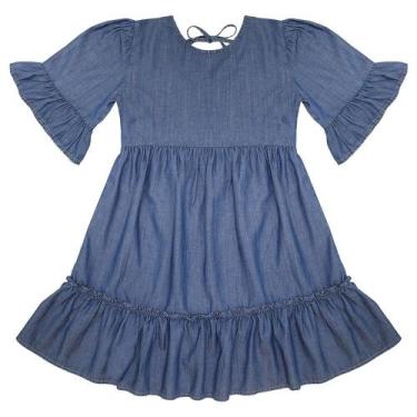 Imagem de Vestido Juvenil Look Jeans Bata Jeans, Azul, 8