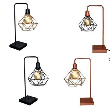 Imagem de Abajur mesa L 42x25 sala quarto alumínio aramado ferro 17x17 - Shoppin