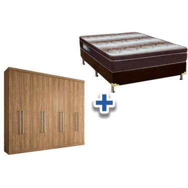 Imagem de Cama Box Casal + Colchão Light Ortobom + Guarda Roupa Master Vip 8.4 Atacama