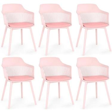 Imagem de Kit 6 Cadeiras de Jantar Estofada Marcela - Rosa - Magazine Decor