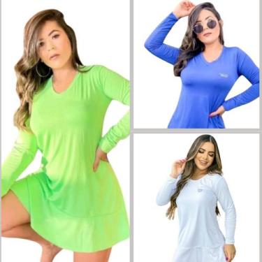 Imagem de Kit 3 Saídas de Praia Vestido feminino proteção solar UV 50+ FPS - For