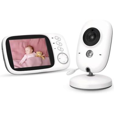 Imagem de Babá Eletrônica Câmera para Bebês com Tela de 3.2", Visão Noturna Infravermelha, Áudio Bidirecional, Detecção de Som VOX, Monitoramento Temperatura, Canção de Ninar