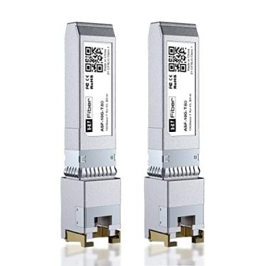 Imagem de H!Fiber Pacote com 2 módulos SFP+ para RJ45 de 10 GB, 80 metros, Ethernet 10Gbase-T SFP+ Transceptor de cobre para Cisco, Meraki, MikroTik, Ubiquiti, Unifi, Netgear, D-Link e mais, Cat6a/Cat7/Cat8
