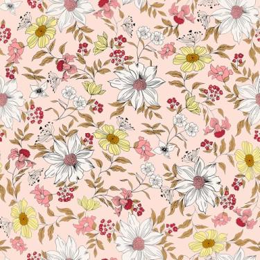Imagem de VEELIKE Papel de parede floral rosa, vintage, margarida, floral, descascar e colar, papel de parede para quarto de meninas, quarto de bebê, papel de parede removível, impermeável, rosa, para gavetas