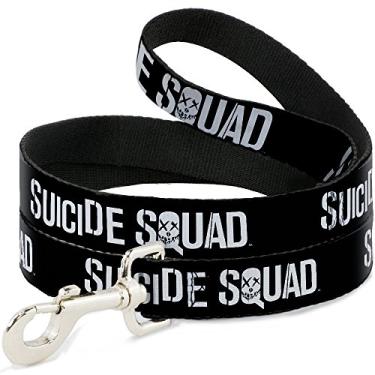 Imagem de Buckle-Down Coleira preta e branca com logotipo do Esquadrão Suicida de 1,27 cm estreita de 1,27 cm