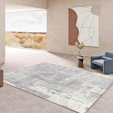 Imagem de Tapete de decoração de sala de estar moderna, abstrato, cinza, grande, área, sofá, cadeira, lateral, tapete, antiderrapante, lavável, quarto, piso, carpetes, flanela, 11,80 x 120 cm, 31,5 x 47,2