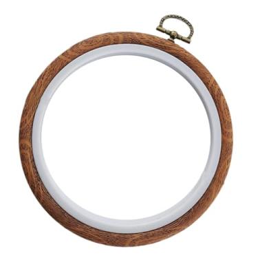 Imagem de Colaxi Bastidor de ponto cruz Anel de ponto cruz Ornamento de costura Redondo Madeira imitada Decorativo Resistente Quilting Bordado Bastidor de bordado ,