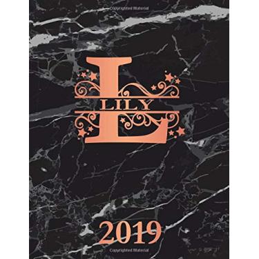 Imagem de Lily 2019: Personalized Name Weekly Planner 2019. Monogram Letter L Notebook Planner. Black Marble & Rose Gold Cover. Datebook Calendar Schedule