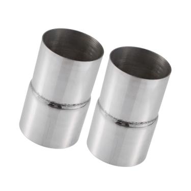 Imagem de Hihaha Conector redutor adaptador de tubo de escape de carro 5,7 cm ID para 6,3 cm OD Expansor de escapamento universal de aço inoxidável tom prateado (conjunto de 2) material durável