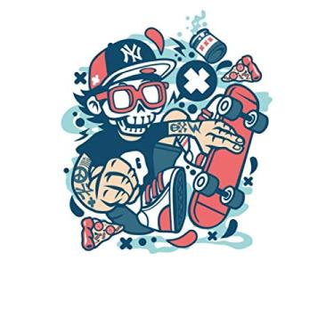 Imagem de Skater Skateboarding: Notizbuch DIN A5 Liniert 120 Seiten Skate Schädel Skelett Skaten Skateboard Sk8 Sport Ollie Cool Witzig Geschenkidee & ... Planer Tagebuch Notizheft Notizblock