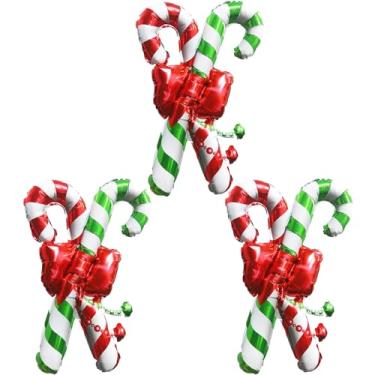 Imagem de Vsdski Balões de alumínio de bengala doce de Natal para festa de colheita de Natal, artigos de festa de aniversário, decorações para festas temáticas e celebrações (bengalas candy)