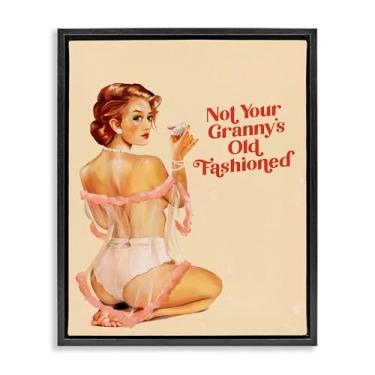 Imagem de Stupell Industries Not Your Granny's Old Fashioned Framed Floater Canvas Wall Art Design by The Whiskey Ginger, moldura flutuante preta, 25 x 31
