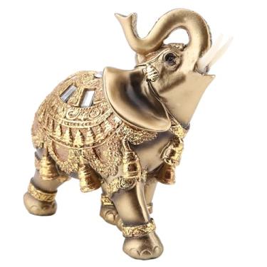 Imagem de Estatueta de Riqueza de Elefante Dourado para Casa Lucky Feng Shui (L)