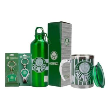 Imagem de Kit Palmeiras Caneca Térmica + Garrafa + Cortador+ Chaveiro