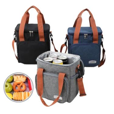 Imagem de Bolsa Térmica Marmita e Lancheira Grande | Compartimento Duplo Design Elegante Unissex | Alça Ajustável Bolsos Laterais Capacidade 13,5L – Ideal para Escola, Academia, Viagem e Trabalho