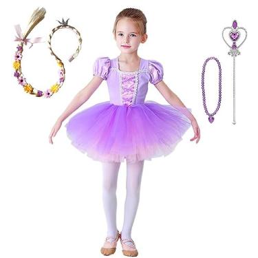 Imagem de Dressy Daisy Vestido de tutu de princesa bailarina chique para dança roupa de dança roupa de dança para crianças e meninas pequenas, Roxo (com acessórios), 3-4 Anos
