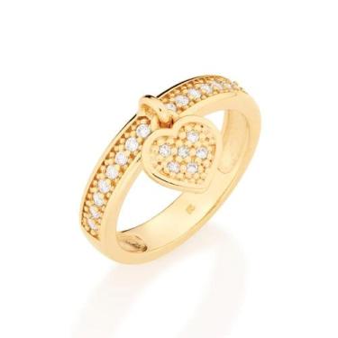 Imagem de Meia Aliança Rommanel Zircônias E Coração 511376 110443, 24, Dourado