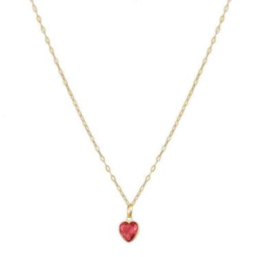 Imagem de Colar Corrente Feminina 45cm Pingente Coração De Ouro 18k - DR Joias, 