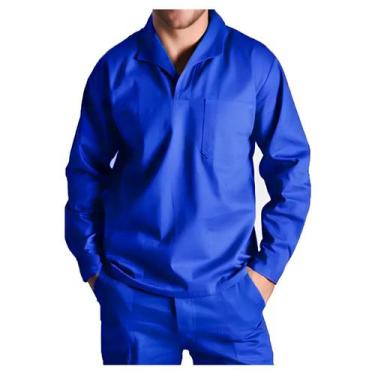 Imagem de Camisa Brim Manga Longa Gola Italiana Uniforme Profissional - EQUIVALE