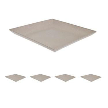 Imagem de 5un Petisqueira prato quadrado 24x24cm ecológico cinza - evo