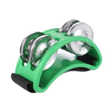 Imagem de Generic Tambor de pé tamborim profissional meia lua pandeiro instrumento musical acessórios 4 sinos pandeiro, Verde