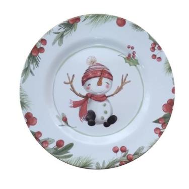 Imagem de JG 04 PRATOS SOBREMESA NATAL BONECO DE NEVE - CONVIVAS by ALLENAZA - C