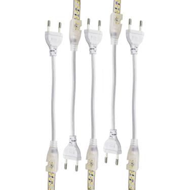 Imagem de Conector Rabicho Plug para Fita LED 8mm Kit 5 Unidades Tomada Fonte Casa Loja Gesso Sanca Teto Rebaixado Perfil Iluminaçao Decoraçao