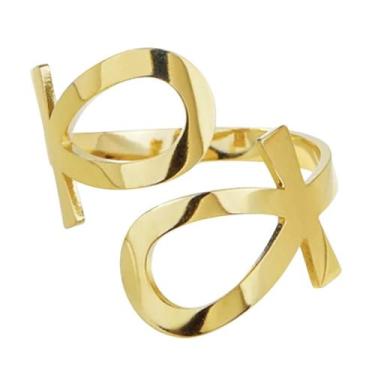 Imagem de Anel Unissex de Cruz Egípcia (Ansata ou Ankh) - Ajustável e em Aço Ino