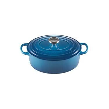 Imagem de Le Creuset Panela Oval 27 cm Ferro Fundido Esmaltado Signature Azul Marseille