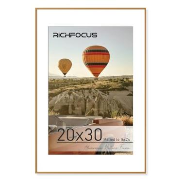 Imagem de RICHFOCUS Moldura de bronze 50 x 76 cm, moldura para pôster de 50 x 76 cm com tapete para 40 x 61 cm, 50 x 76 cm, moldura de metal de alumínio para parede com ferragens de vidro temperado inclusas,