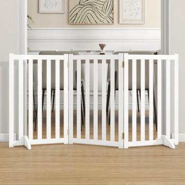 Imagem de Axeman Portão Para Animais De Estimação Independente De 30" De Altura, Cerca De Segurança Dobrável De Madeira Maciça, Portão Para Cães De Madeira Com 2 Pés De Apoio, Ideal Para Escadas, Portas, Corr