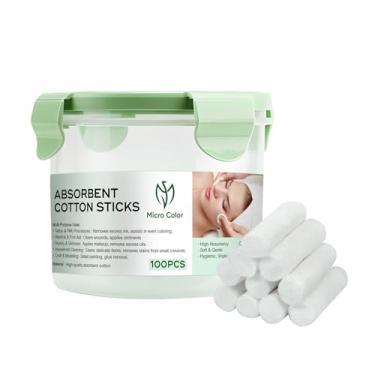 Imagem de 100 peças de bastão de alongamento permanente para tatuagem de lábios, suprimentos descartáveis para blushing labial, cotonete de algodão limpo para coloração fácil e precisa