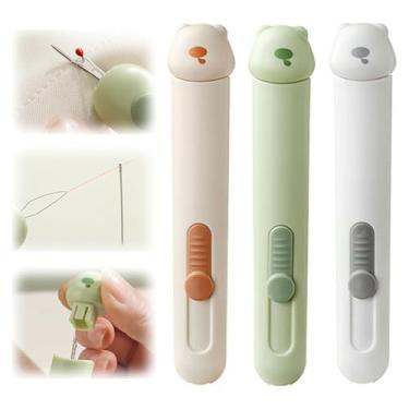 Imagem de 3 peças atualizadas, 2 em 1, rosqueadores automáticos de agulha, máquina de raspar costura 2 em 1, ferramenta de remoção rápida de linha para costura manual, tricô, ponto cruz