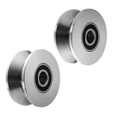 Imagem de VUYBVY Rolos De Portão Deslizante De Aço Inoxidável Com Ranhura Em V, Polia De Cabo Resistente, Bloco De Rodas De Portão Em Forma De V, Operação Silenciosa E Suave, Rodízio De Placa Com Rolamento Pa