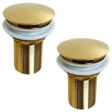 Imagem de kIT 02 Válvula Ralo Click 1.1/4 Metal P/ Pia e Cuba Dourada - Montelar