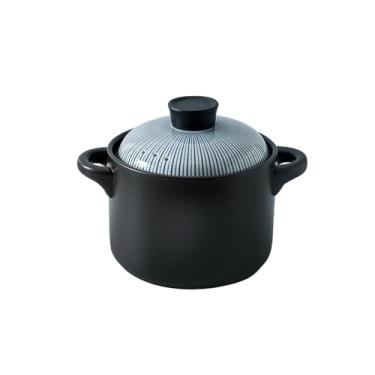 Imagem de Conjunto de panela de ensopado criativo minimalista estilo japonês, panela de barro resistente ao calor para casa com listras profundas - caixa de orquídea listrada fina de 3500 ml