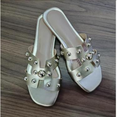 Imagem de Sandalia Feminina Rasteirinha, Modelo H, Do 34 ao 43 (Ouro Light, BR, Adulto, Numérico, 37)