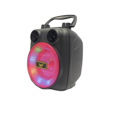 Imagem de Caixa de Som Bluetooth Portátil, 10W, LED Multicolorido, Rádio FM, Bateria 500mAh, Entrada USB (Vermelho)
