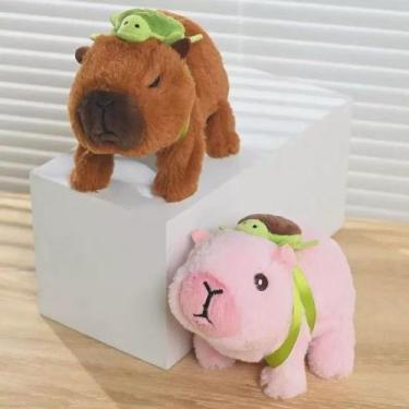 Imagem de Brinquedo De Pelúcia Capivara Mini Com Mochila De Tartaruga Que Anda C