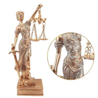 Imagem de Estatueta de Têmis Deusa da Justiça em Resina Dourada, Ideal para Pres