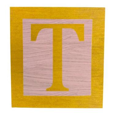 Imagem de Cubo Rosa Letra Amarela com Aplique Festa Chá de Bebê Decoração 8x8x8 