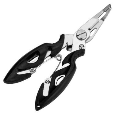 Imagem de Alicate Pesca Multifuncional Bico Curvo Corte Tira Anzol Aço Inox Cabo