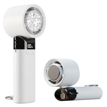 Imagem de SAYTAY Ventilador portátil portátil, mini ventilador turbo ajustável de 100 velocidades com modo de temperatura inferior, bateria de 3000 mAh, visor digital recarregável, ventilador pessoal dobrável