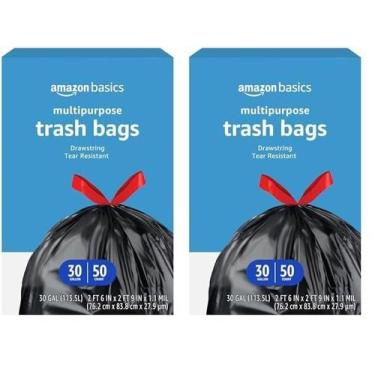 Imagem de Sacos de lixo Amazon Basics Multipurpose 30L 50 unidades x2