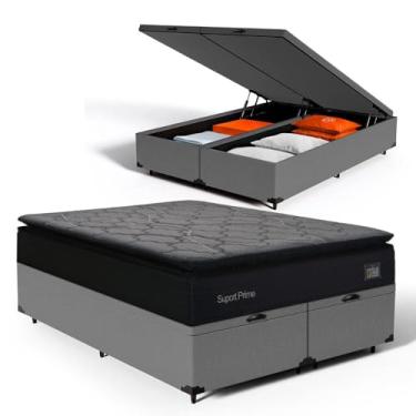 Imagem de Cama Box Baú com Colchão de Espuma D45 Pillow Top Suport Prime (Cinza, Queen)